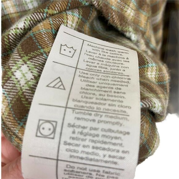 Carhartt Shirt Brush Popper Women's Tan Brown Plaid Long Sleeves Collared Size M - Picture 6 of 13
